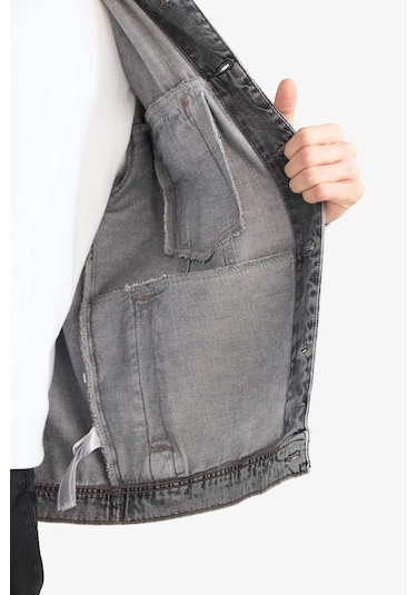 Defacto Oversize Geniş Kalıp Düğmeli Denim Ceket F4736ax25aunm18 Gri