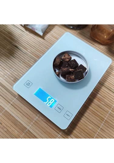Dashanshop Dijital Mutfak Terazisi 15kg 1g Beyaz Usb Şarjlı Meyve Sebze Tartısı -