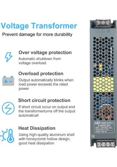 Yifomall 24v 400w Led Şerit Girişimi: Alüminyum Kasa Ac/dc Dönüştürücü, Işık Kutusu Ve Lineer Işık İçin Güvenli Besleme Kaynağı