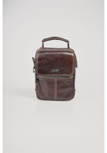 Ççs 31601 Hakiki Deri Askılı Çanta Kahve