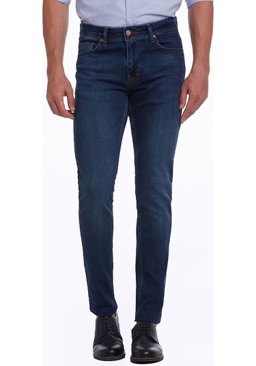 Hatemoğlu Lacivert Slim Fit Düşük Bel Düz Paça Basic Kot Pantolon Lacivert