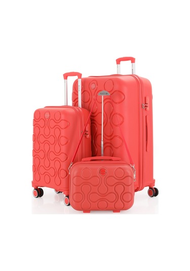 Mçs Polipropilen 3lü Valiz Seti Büyük & Kabin & Makyaj V376 S23sy1000053-set 00022 Mercan