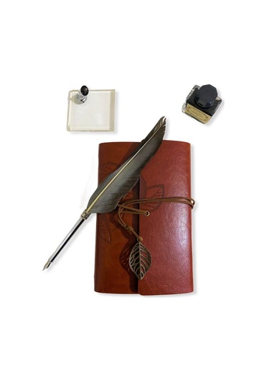 Kişiye Özel Kutulu Divit Kalem Ve Deri Kaplı Anı Defteri Siyah