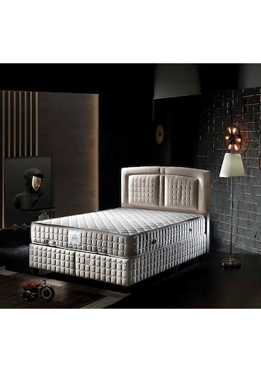 Nivabaza Çift Kişilik Sandıklı Baza Başlık Yatak Seti Solid Baza Inci Set