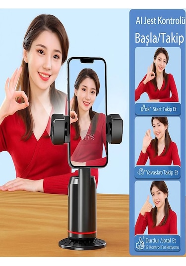 360 Yüz Takipli Rgb Işıklı Profesyonel Gimbal Tripod Telefon Sabitleyici Fotoğraf & Video