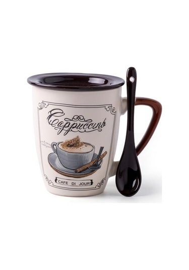 Avrupa Tarzı Küçük Lüks Kahve Fincanı Cappuccino Latte Fincan Kapak Kaşığı İle Retro Vintage Seramik Kupa A