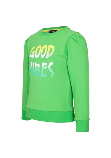 BRZ Kids Baskılı Kız Çocuk Sweatshirt Yeşil