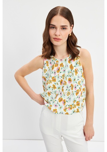 Stella Pulvis Beyaz Astarlı Pliseli Bluz