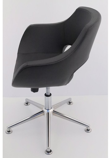 Siyah Deri Tekerleksiz Öğrenci Ders Çalışma Sandalyesi