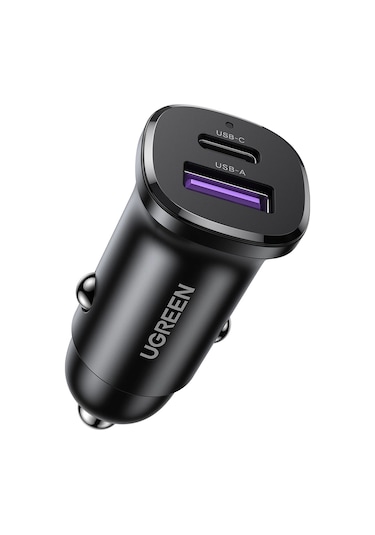 Ugreen 30w 2 Portlu Araç İçi Şarj Cihazı Çakmaklık Adaptörü, 25845