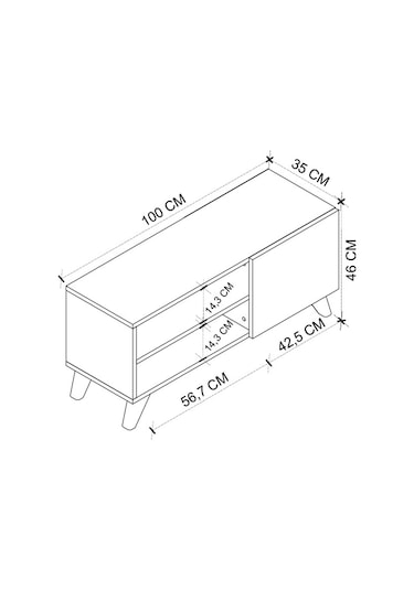 Tv Sehpası Kapaklı Tv Sehpası Raflı Tv Ünitesi Televizyon Sehpası 100 X 35 Cm Malta Beyaz Beyaz