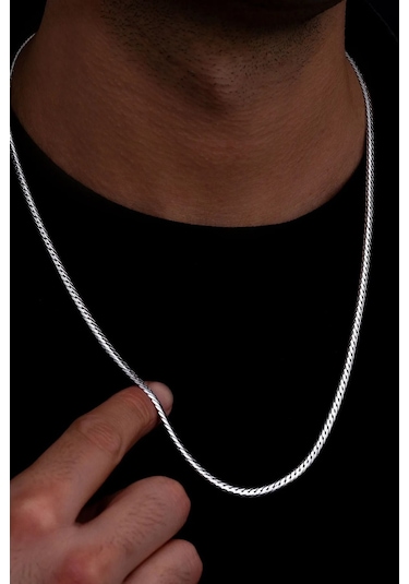 3.5mm İtalyan Bombeli Zincir 925 Gümüş Işıklı Kutuda Sevgiliye Eşe Babaya Hediye Kolye