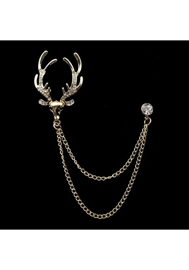 Yeni Retro Erkek Kostümü Pantolon Zincir Yafak Iğne Ejderha Geyik Taç Kafatası El Broşu 13 13 Çok Renkli