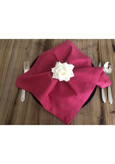 Fuşya Kumaş Peçete 6 Adet 40x40 Cm Çok Renkli