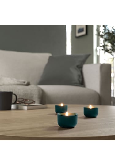 Tealight Mumluk, Koyu Turkuaz, 3 Cm Acı Kahverengi