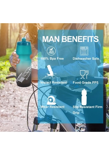 Dashanshop Gıfubowa 24oz Sızdırmaz Bisiklet Şişesi Mavi Bpa Free Spor Fitness Mavi