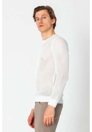 Erkek Fit File Örgülü Bisiklet Yaka Rahat Triko 001