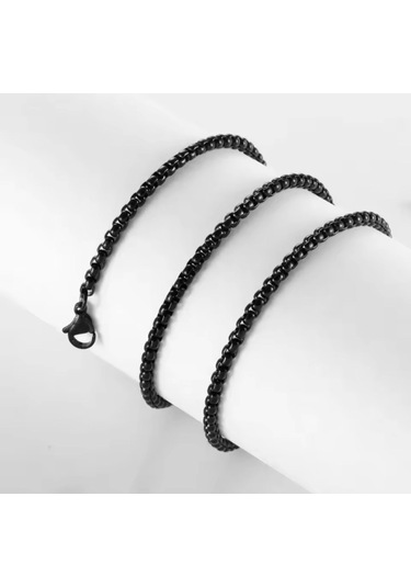 Hg.Aksesuar Erkek 2 Mm Siyah Çelik Kolye 9052