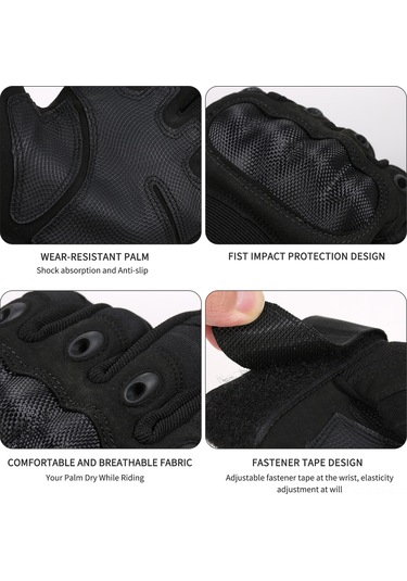 Kosona Siyah Motosiklet Eldiveni, Dürtüye Dayanıklı Silikon, Dayanıklı Palmiye, Üç Parmak Dokunmatik Ekran, Nefes Alıcı Kumaş - M