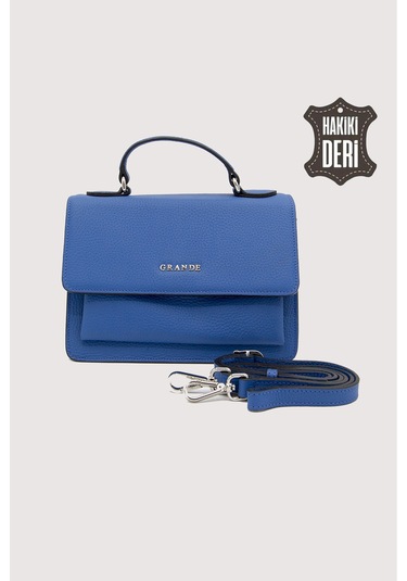 Hakiki Deri Kadın El Çantası Mavi Smr9022 Mavi