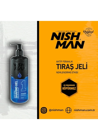 Nishman 1 Energizing Traş Jeli Pompalı 400 ML