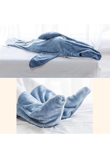 Pazly Shirin Köpekbalığı Battaniyesi - Sıcak Kapüşonlu Tulum, 210cm Çok Renkli Yetişkin Erkek Uyku İçin Çok Renkli