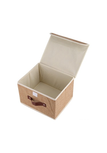 Xindoker Pamuk-keten Kumaşlı, Kuru Ve Akartıcı, Katlanabilir Depolama Kutusu - 26x20x17 Cm Kahve Rengi Kahve