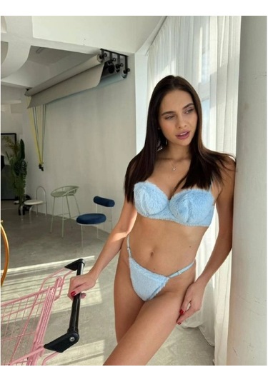 Arona Kadın Peluş Mavi Sütyen Takımı Mavi