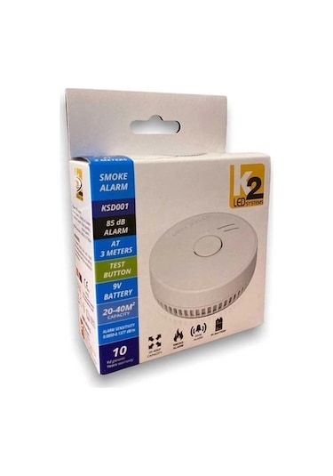 K2 Duman Dedektörü 9v Pil Dahil 85 Db