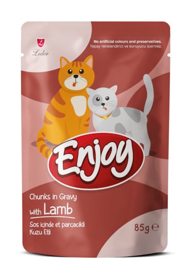 Enjoy Kuzu Etli Kedi Pouch Yaş Mama 85gr X 22 Adet