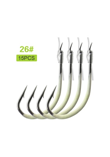 Jeehugo 26 Numara Işık Veren Balık İğnesi - 15 Adet, Yüksek Karbon Çelik, Parlak Kaplama, Dayanıklı Ve Keskin Uçlar
