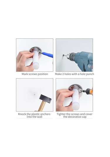 Adet 3,5 İnç Kapı Durdurucu, Kauçuk Uçlu Paslanmaz Çelik Kapı Durdurucu, Duvara Monte Kapı Koruması G20241129663 Beyaz Diğer