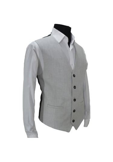 Mentor Regalo Erkek Yelek V Yaka Açık Gri Balık Sırtı 50434