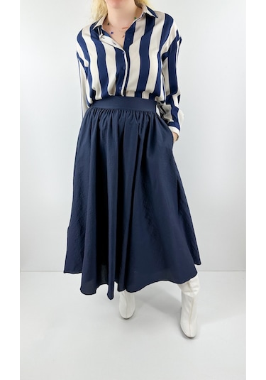 Modaonna Lacivert Maxi Etek Lacivert