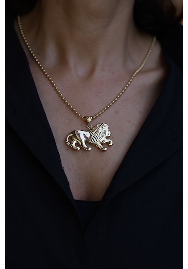 Yenigün Kuyumculuk 14 Ayar Altın Top Zincirde Aslan Kolye Klu22782-znc22920