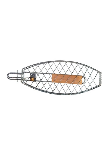 Dooman 4'lü Paslanmaz Çelik Balık Izgara Teli Ahşap Saplı 30x13 Cm Izgara Alanı - 318g