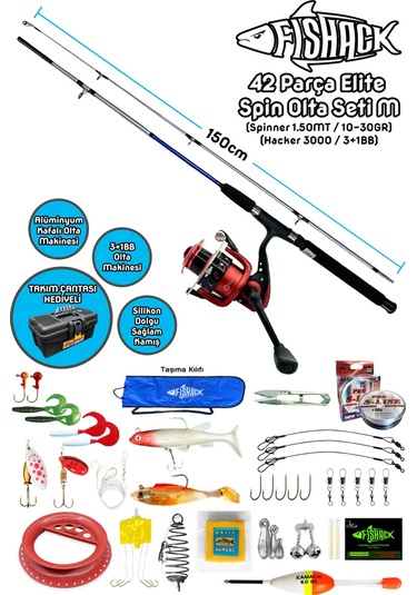Spin At-çek Deniz Ve Göl Profesyonel Olta Seti Takımı - M - 1.50mt / 10-30gr - 42 Parça Elite