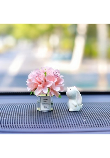 Sevimli Gül Vazo Tavşan Araba Iç Dekorasyon Süslemeleri Otomobil Merkezi Lotus Root Starch 1 Piece Set