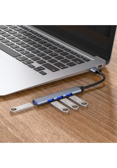 Yuntech01 Type-c Gri 4 Portlu Usb Hub: Bilgisayar Bağlantı Genişletici, Çoklu Aygıt Takımı Ve Veri Dağıtıcı
