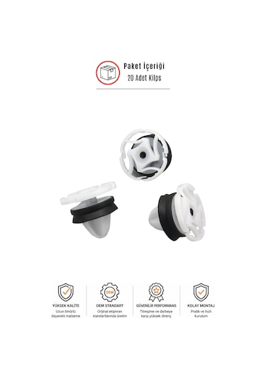 Renault Clio 3-4 Megane 2-3-4 Fluence Symbol Uyumlu Kapı Döşeme Klipsi 20 Adet