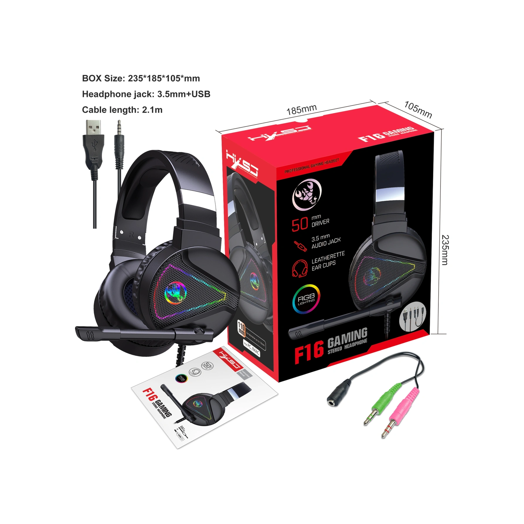 Sones Hxsj F16 3,5 Mm + Usb Portlu Rgb Işıklı Stereo Oyun Kulaklığı Mikrofonlu