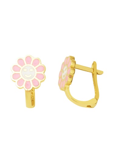 Bilezikci Pembe Papatya Çocuk Küpesi 14 Ayar Altın Sarı Altın