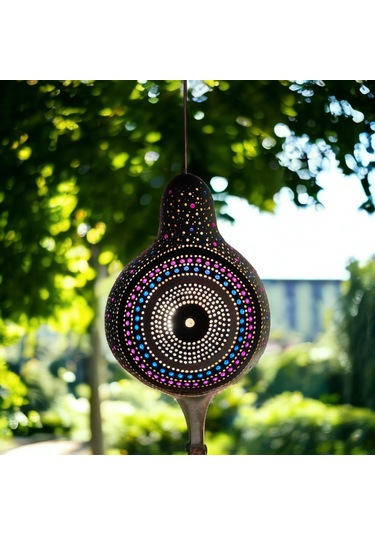 Halka Desenli Su Kabağı Bahçe Dekorasyon Lambası