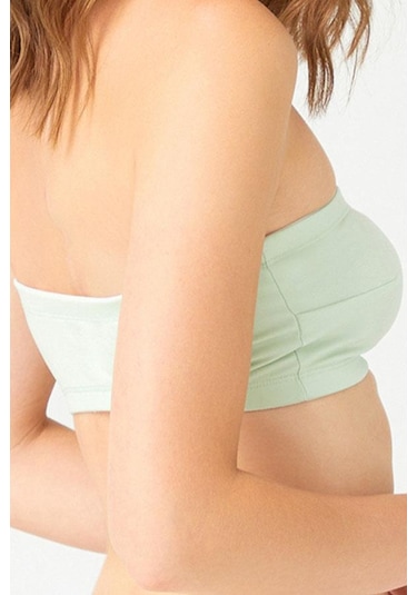 Straplez Crop Top Büstiyer Mint Yeşili Mint Yeşili