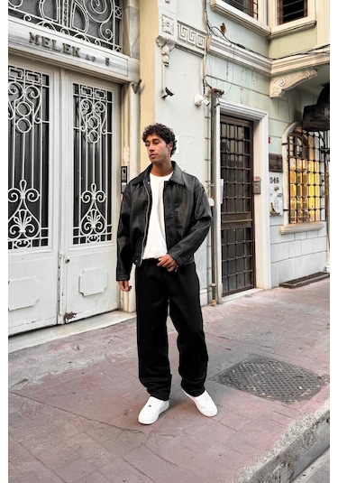 Flaw Bel Lastikli Baggy Gabardin Pantolon Siyah Siyah