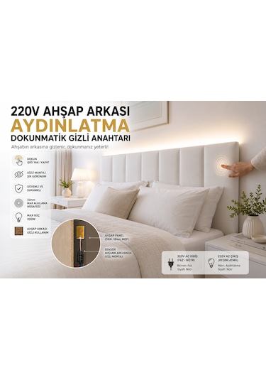Ahşap Arkası Dokunmatik Sensör Anahtarı - 220V AC Çıkışlı