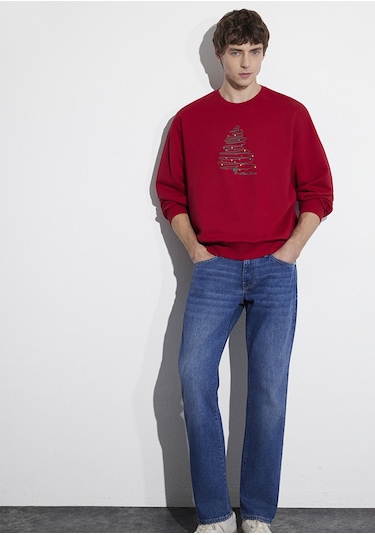 Mavi - Yılbaşı Temalı Kırmızı Sweatshirt 0s10552-70390 Kırmızı