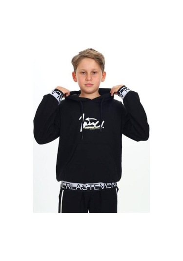 Ekkokids Çocuk Kapüşonlu Kind Yazılı Sweatshirt-14820 Siyah