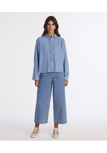 Yargıcı Balon Kollu Denim Gömlek 25kkgm6041x 515 Mavi