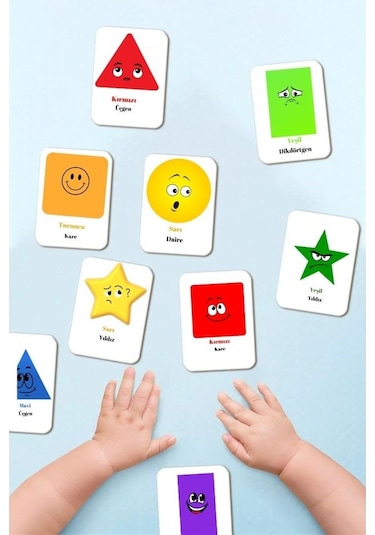 Şekilleri Ve Renkleri Öğreniyorum Ahşap Eşleştirme Kartları Hafıza Oyunu Zeka Kartları 3001-1